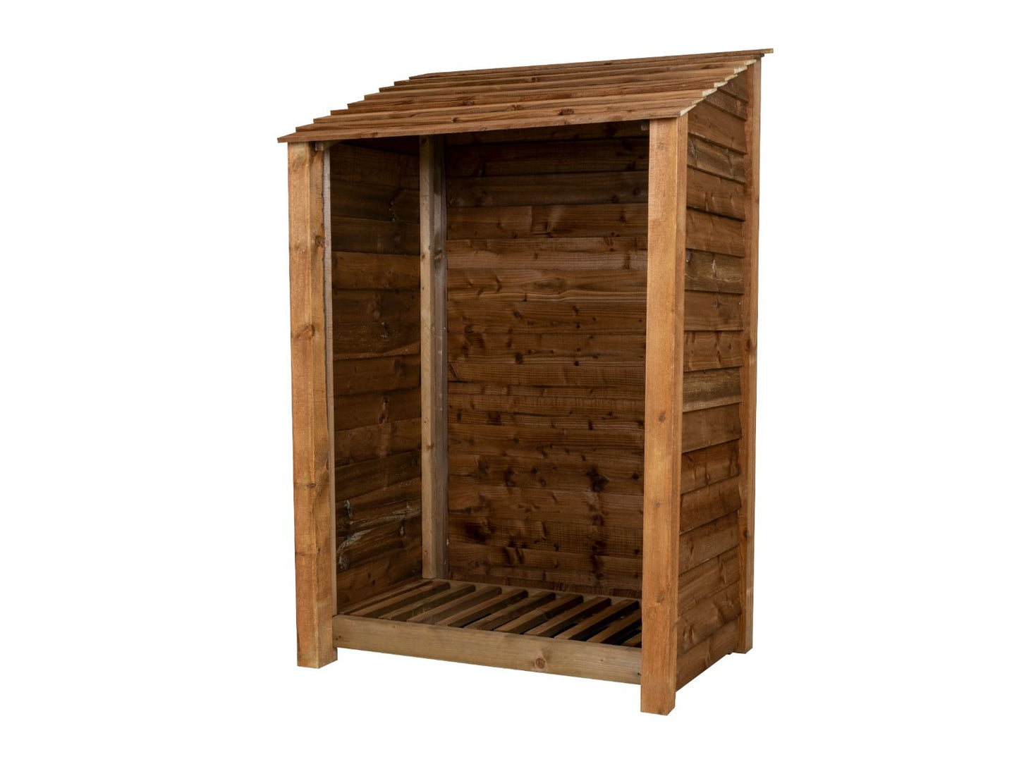 Wooden Log Store W-119cm, H-126cm or 180cm, D-88cm - Brown Finish