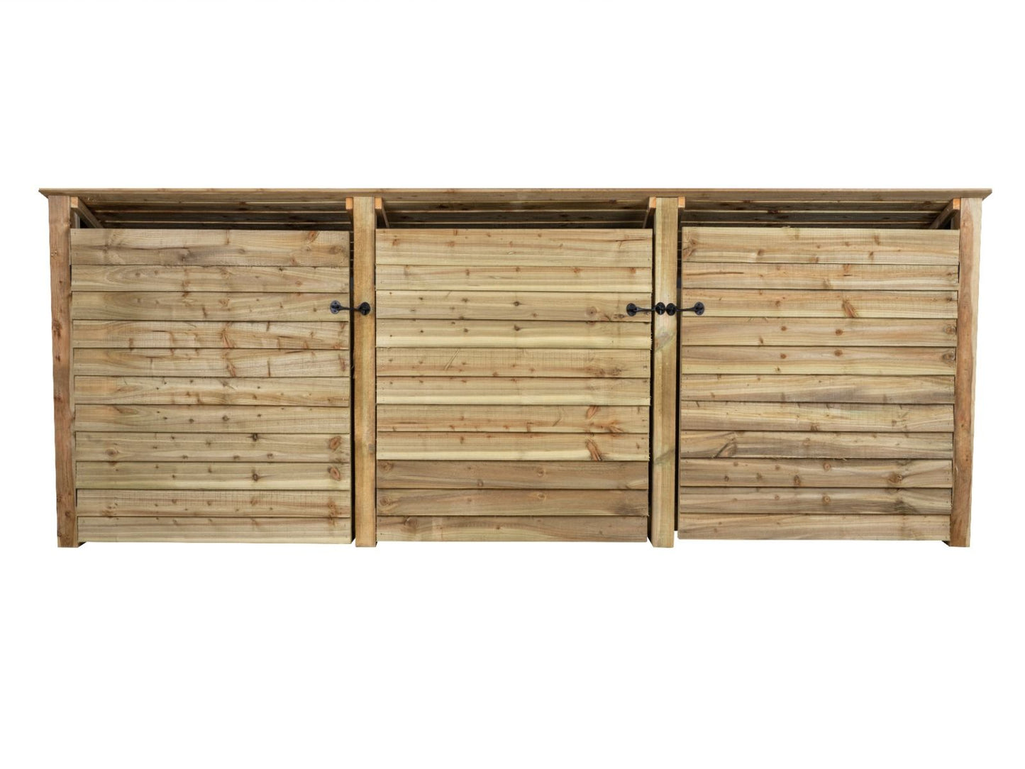 Wooden Log Store (Roof Sloping Back) with Doors and Shelf W-335cm, H-126cm or 180cm, D-88cm