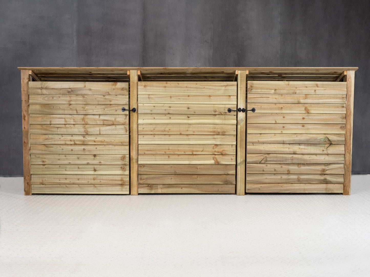 Wooden Log Store (Roof Sloping Back) with Doors W-335cm, H-126cm or 180cm, D-88cm