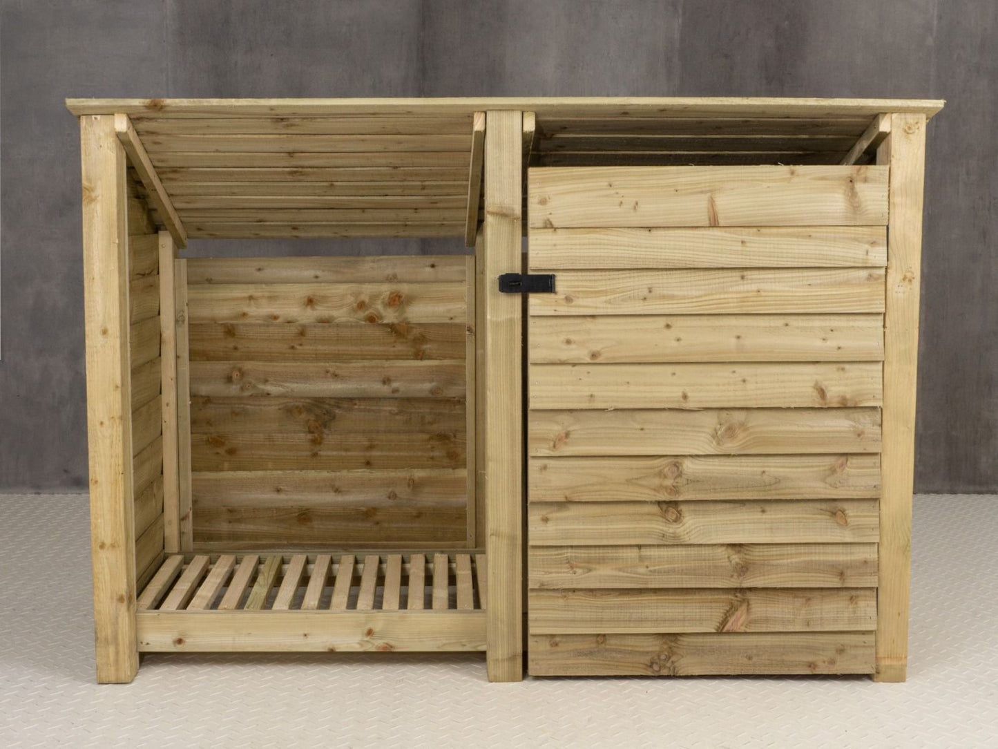 Wooden Garden Tool Storage (Roof Sloping Back) W-187cm, H-126cm or 180cm, D-88cm