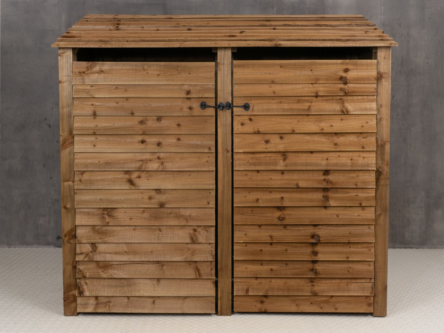 Wooden Log Store with Doors and Shelf W-187cm, H-126cm or 180cm, D-88cm - Brown Finish