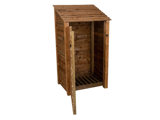 Wooden Log Store with Door W-99cm, H-126cm Or 180cm, D-88cm - Brown Finish