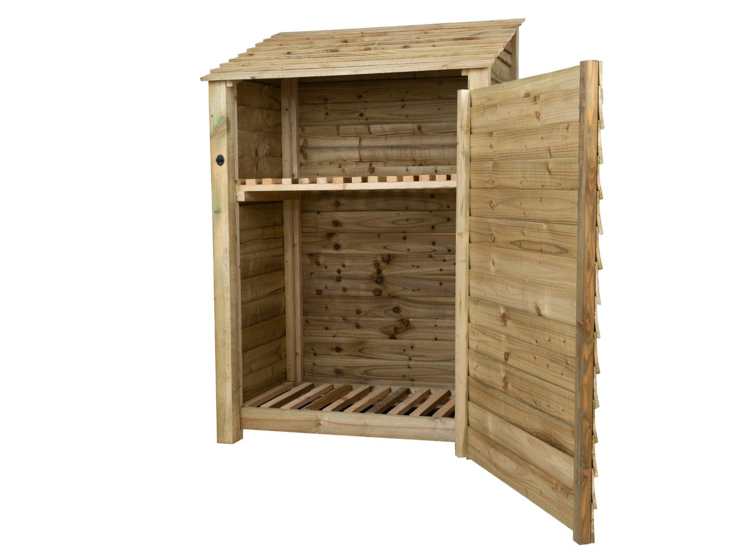 Wooden Log Store with Door and Shelf W-119cm, H-126cm Or 180cm, D-88cm
