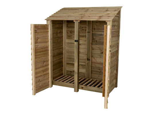 Wooden Log Store with Door W-146cm, H-126cm or 180cm, D-88cm