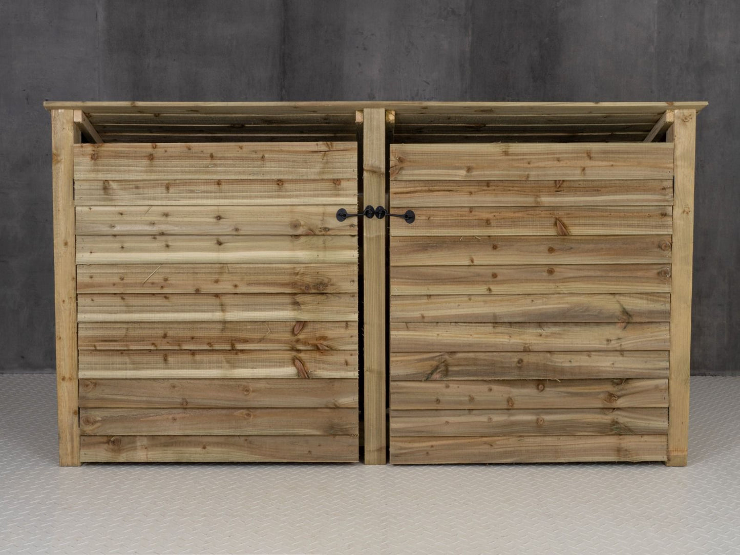 Wooden Log Store (Roof Sloping Back) with Doors W-227cm, H-126cm or 180cm, D-88cm