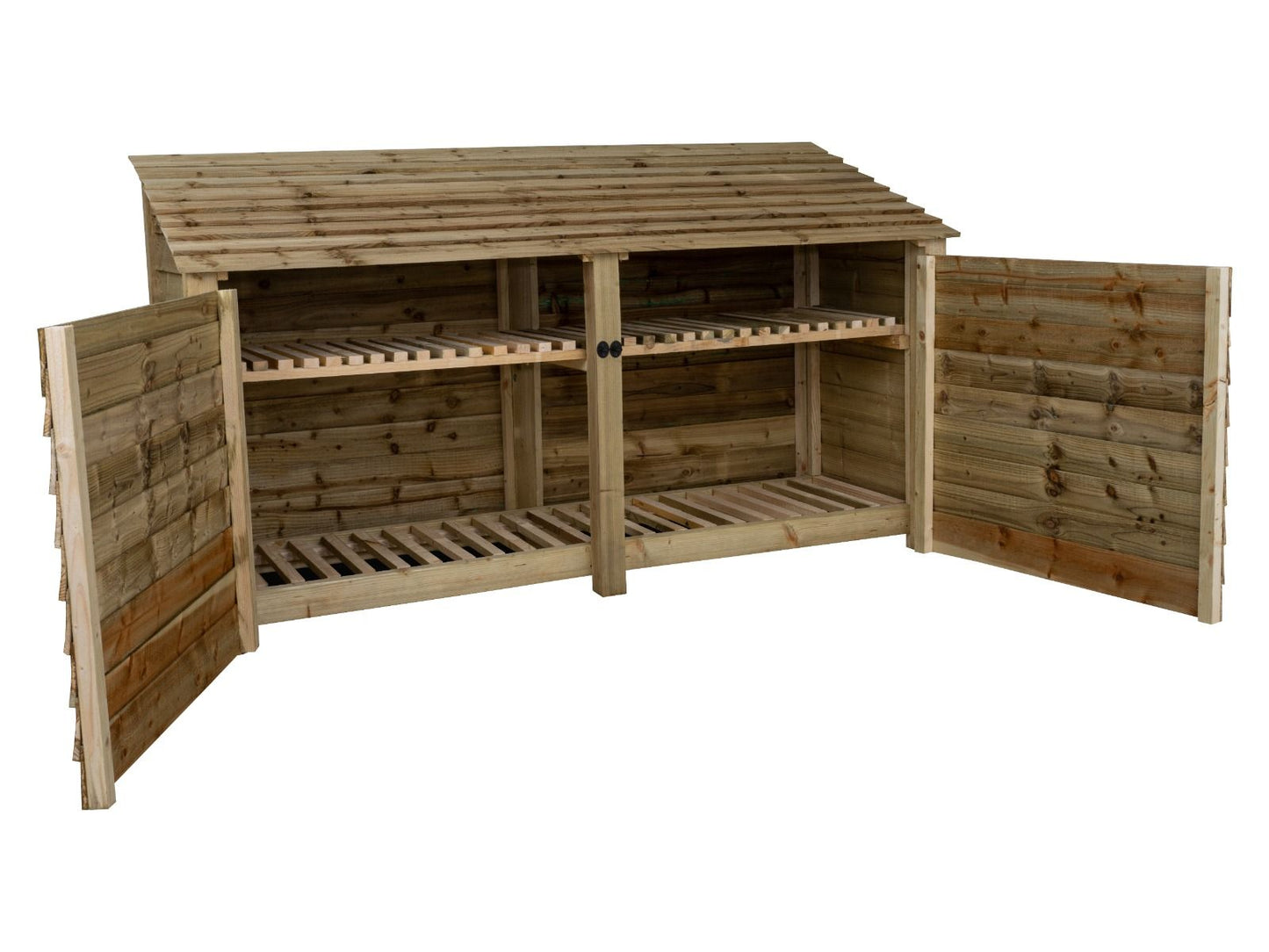 Wooden Log Store with Doors and Shelf W-227cm, H-126cm or 180cm, D-88cm