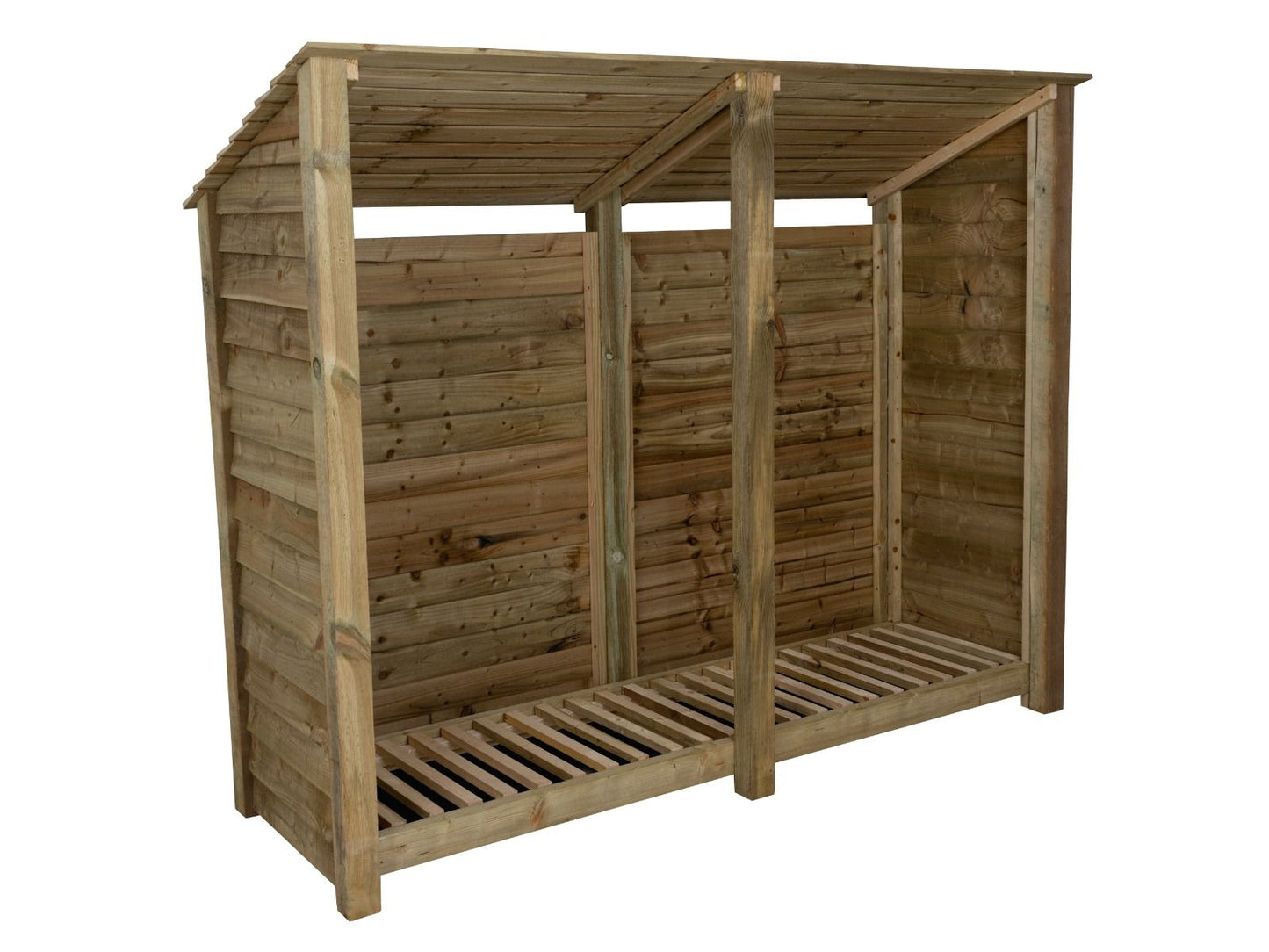 Wooden Log Store (Roof Sloping Back) W-227cm, H-126cm or 180cm, D-88cm