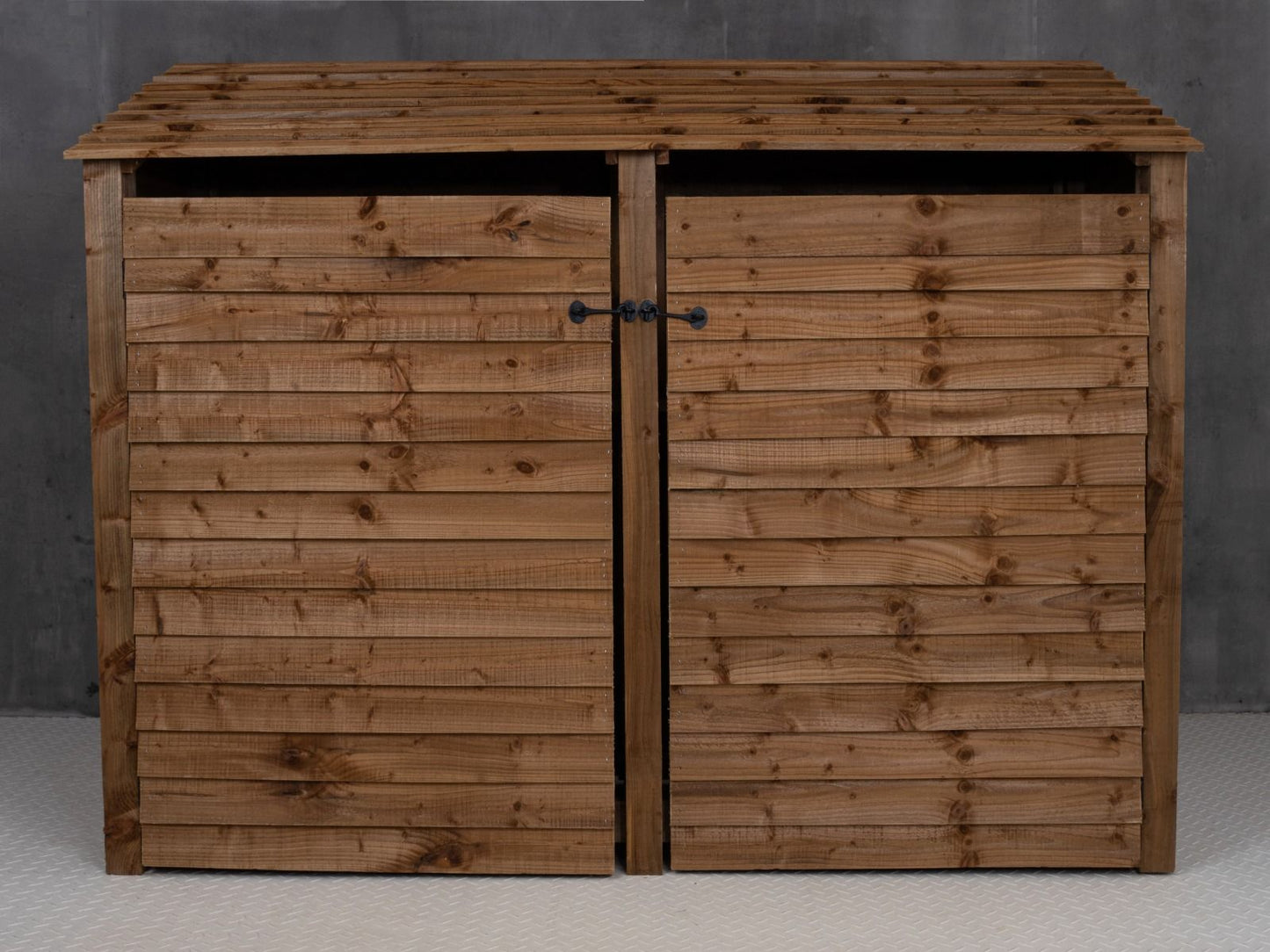 Wooden Log Store with Doors and Shelf W-227cm, H-126cm or 180cm, D-88cm - Brown Finish