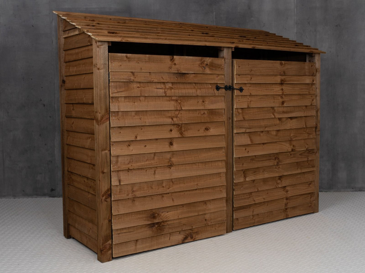 Wooden Log Store with Doors W-227cm, H-126cm or 180cm, D-88cm - Brown Finish