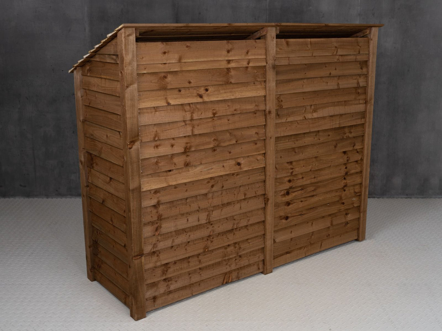 Wooden Log Store with Doors and Shelf W-227cm, H-126cm or 180cm, D-88cm - Brown Finish