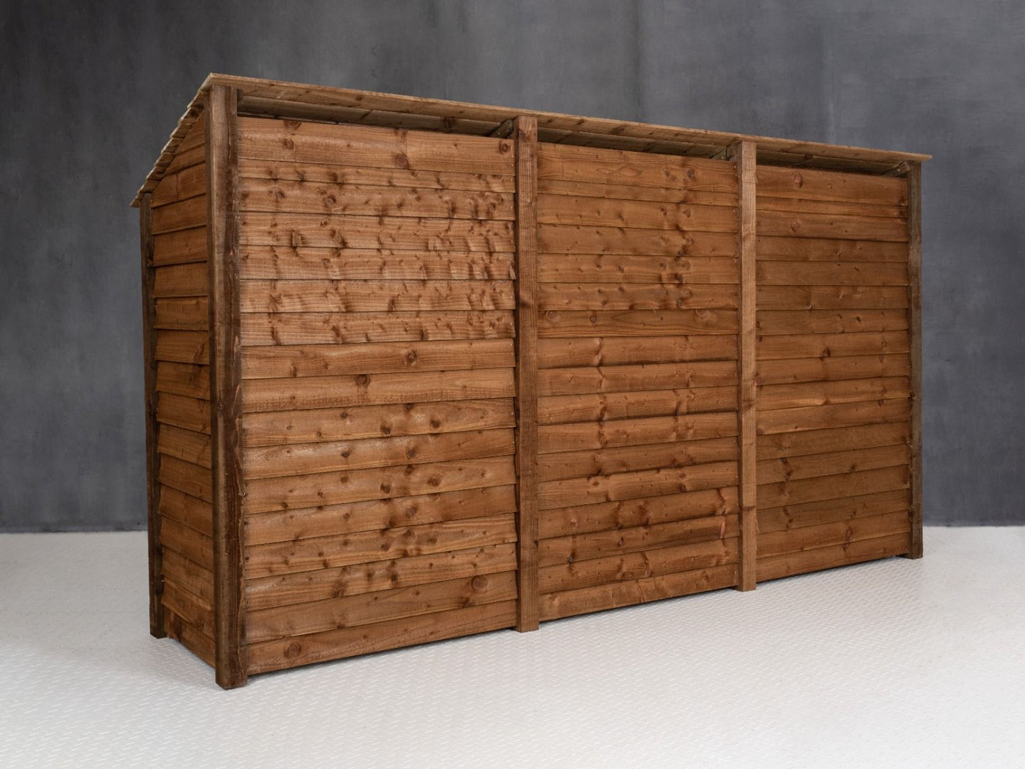 Wooden Log Store with Doors W-335cm, H-126cm or 180cm, D-88cm - Brown Finish
