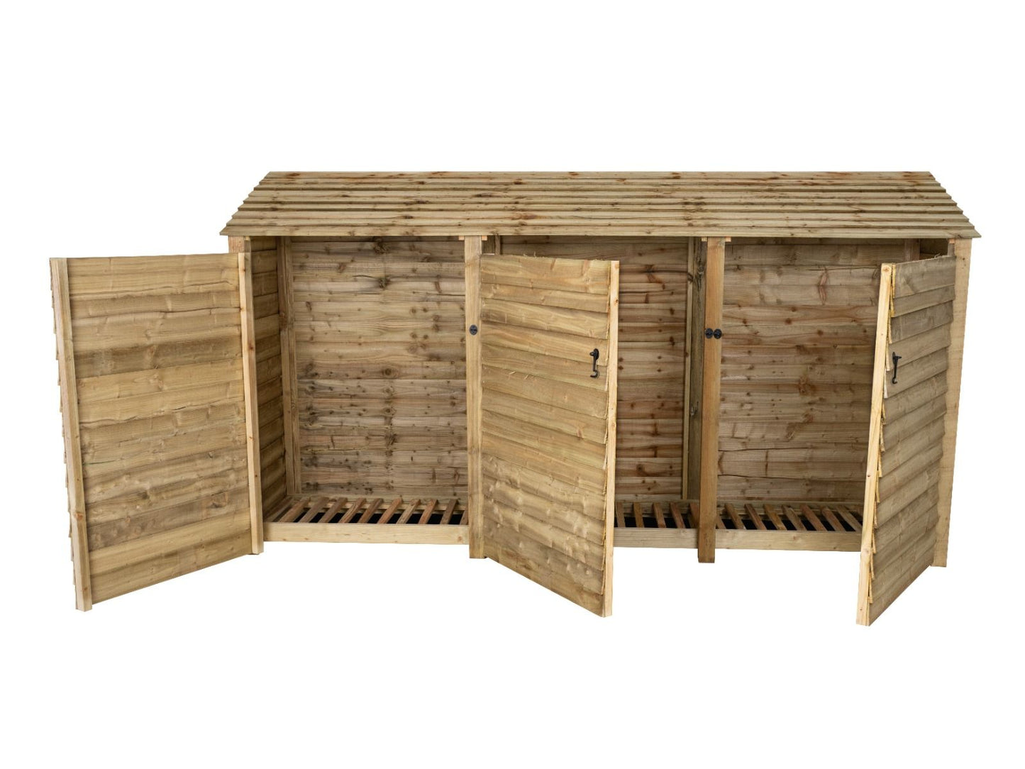 Wooden Log Store with Doors W-335cm, H-126cm or 180cm, D-88cm