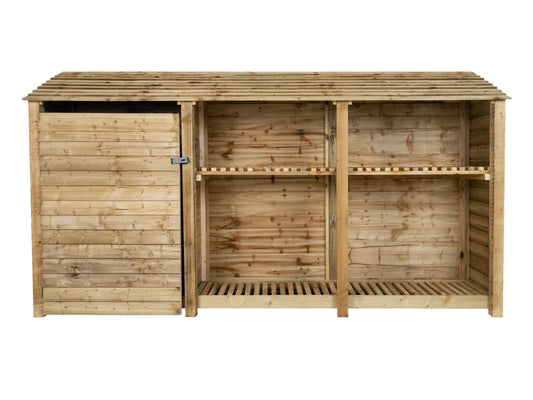 Wooden Garden Tool Storage with Shelf W-335cm, H-126cm or 180cm, D-88cm