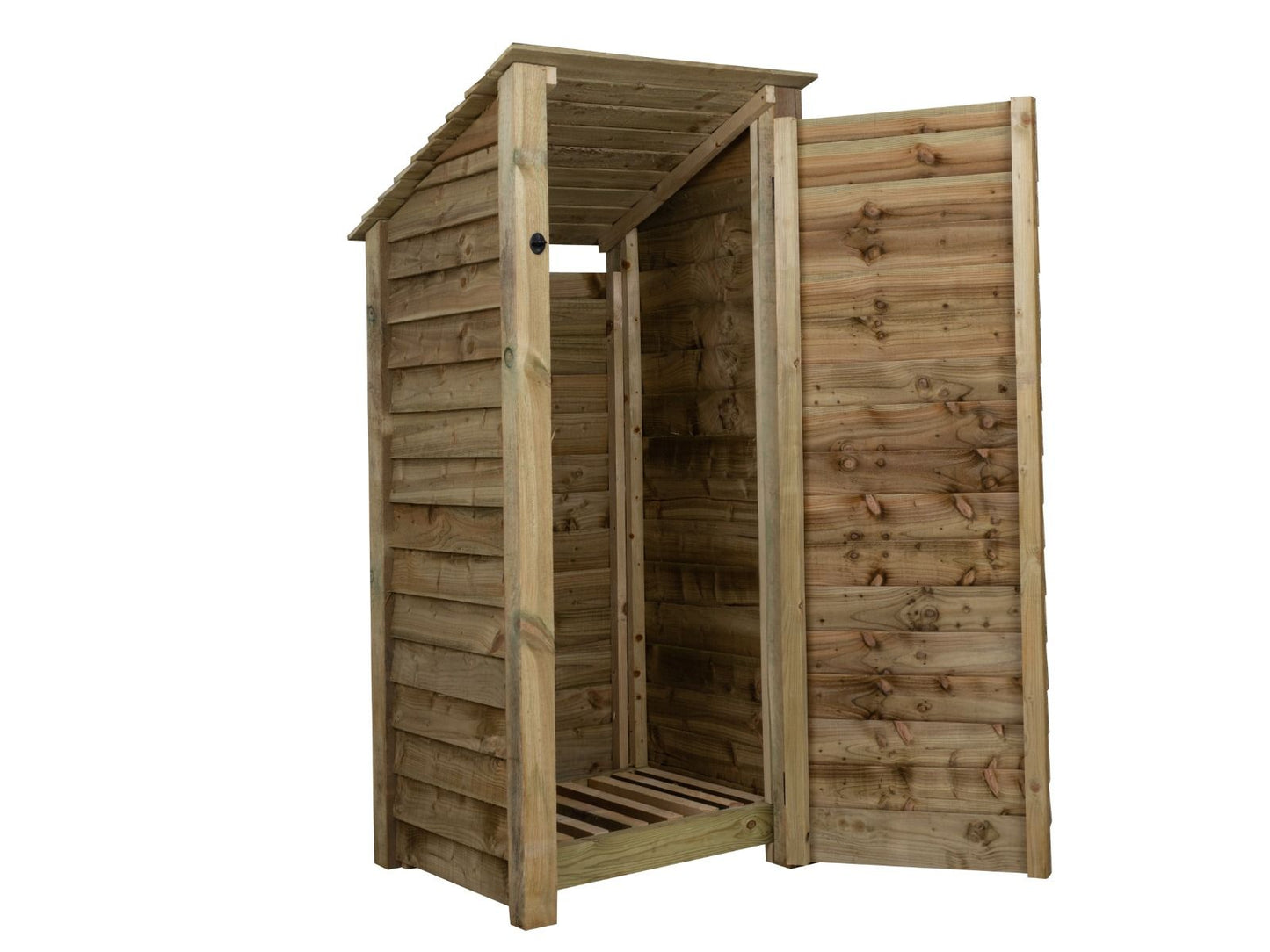Wooden Log Store with Door (Roof Sloping Back) W-79cm, H-126cm or 180cm, D-88cm