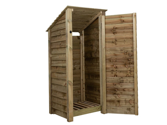 Wooden Log Store with Door (Roof Sloping Back) W-79cm, H-126cm or 180cm, D-88cm