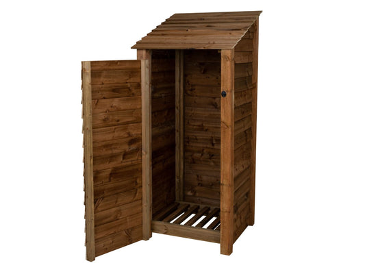 Wooden Log Store with Door W-79cm, H-126cm or 180cm, D-88cm - Brown Finish