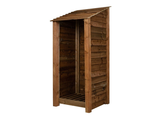 Wooden Log Store W-79cm, H-126cm or 180cm, D-88cm - Brown Finish