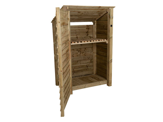 Wooden Garden Tool Storage with Shelf (Roof Sloping Back) W-119cm, H-126cm or 180cm, D-88cm