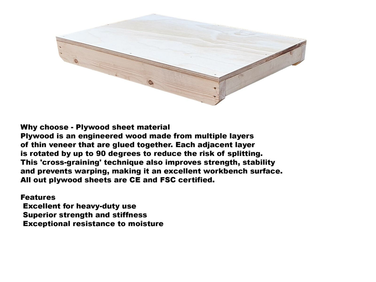 Wooden Workbench Superior Strength 18mm Plywood Top With Back Panel