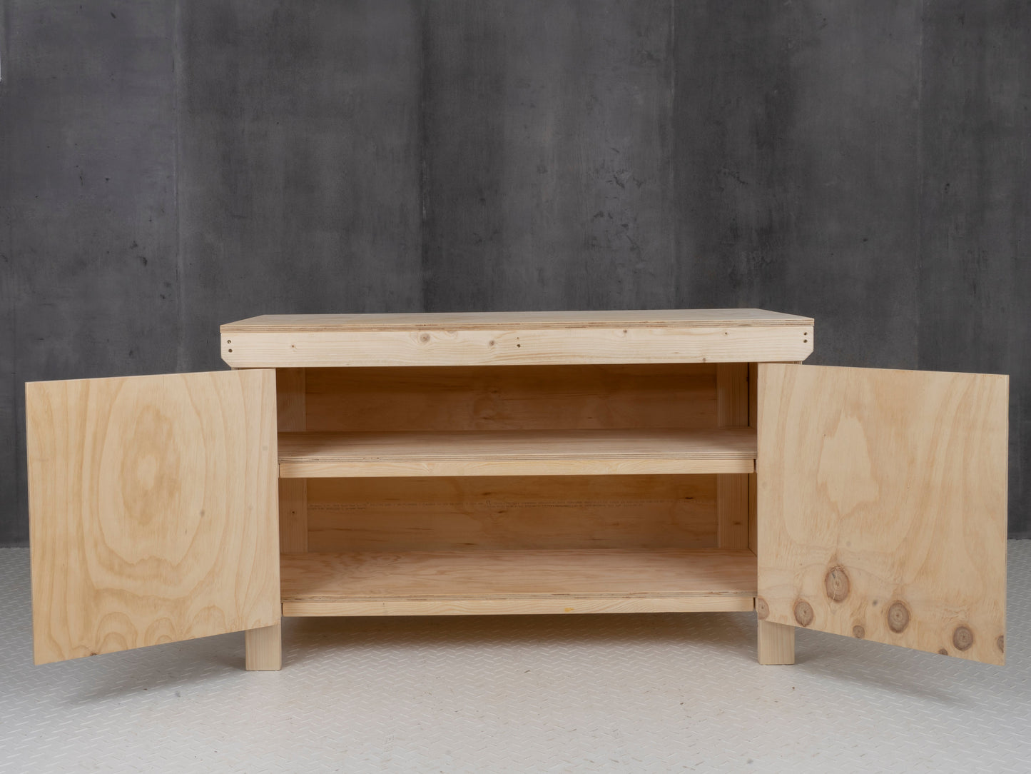 Wooden Plywood Top Workbench With Lockable Cupboard (V.9) Double Shelf