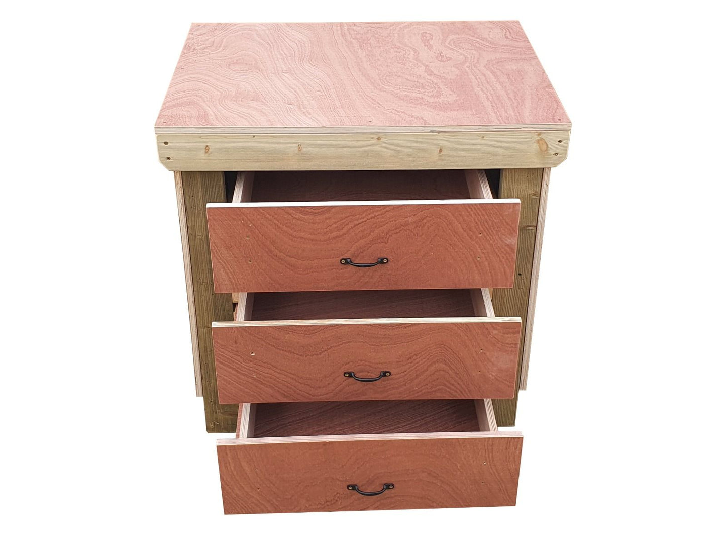 Wooden Eucalyptus Hardwood Top Workbench, Tool Cabinet With Drawers (V.2)
