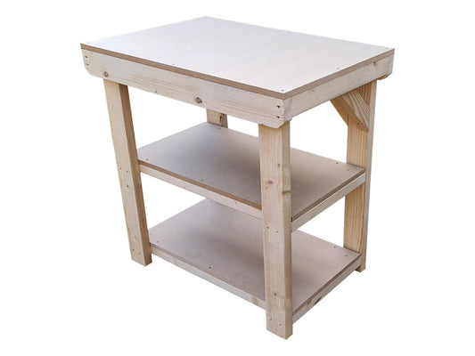 Wooden 18mm MDF Top Workbench with Double Shelf (Clearance range)