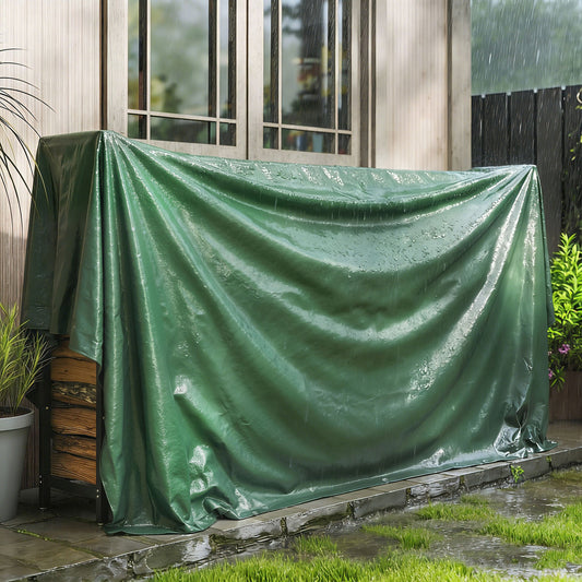 Outsunny 3 x 4m Waterproof Tarpaulin, 90GSM Tear-Resistant PE Tarp with Reinforced Grommets, UV Protected Cover