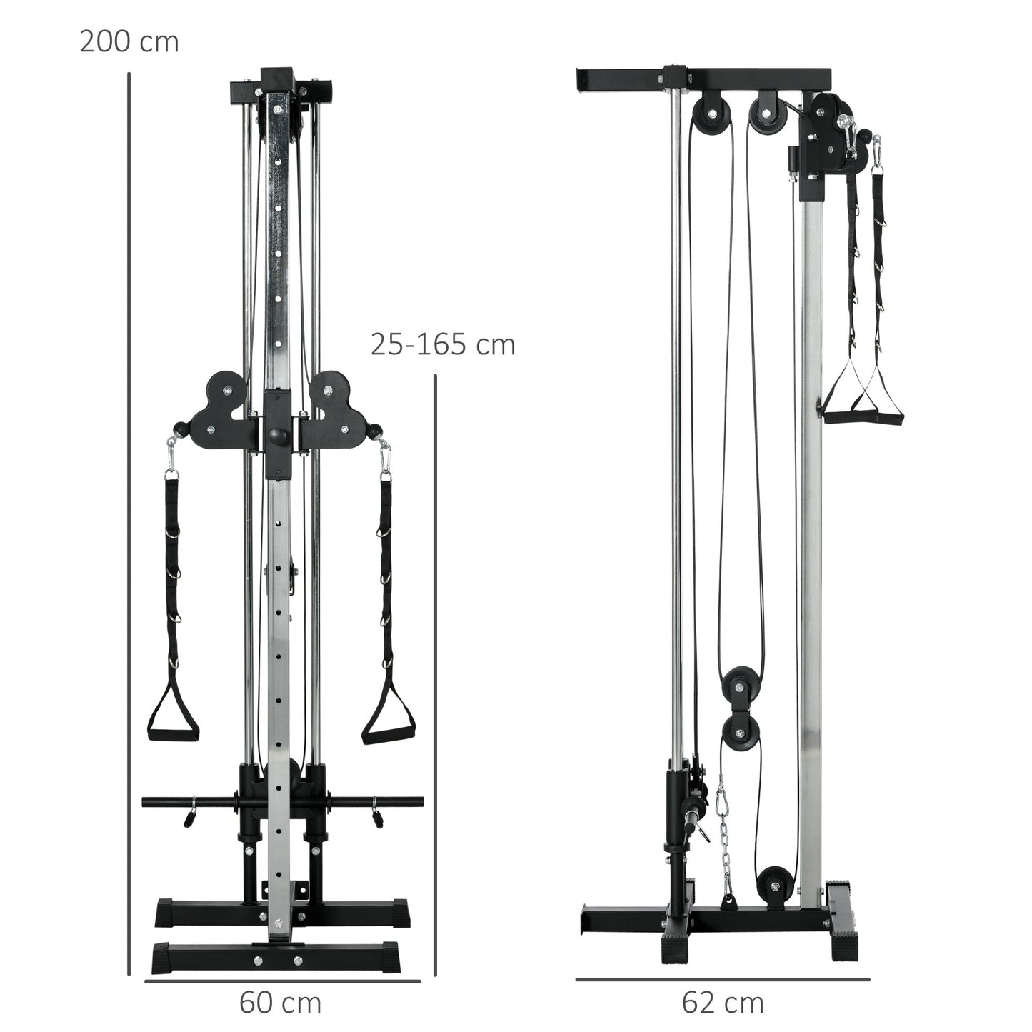 SPORTNOW Wall Mount Cable Machine, 15 Positions Adjustable Cable Crossover Machine Dual Pulley System for Home Gym