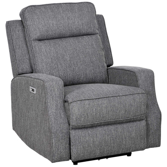 HOMCOM 150\'c2\'b0 Electric Reclining Chair, with USB port and Footrest - Charcoal Grey